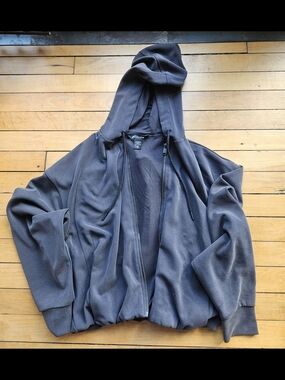 Athleta Black Zip Hoodie with Drawstrings